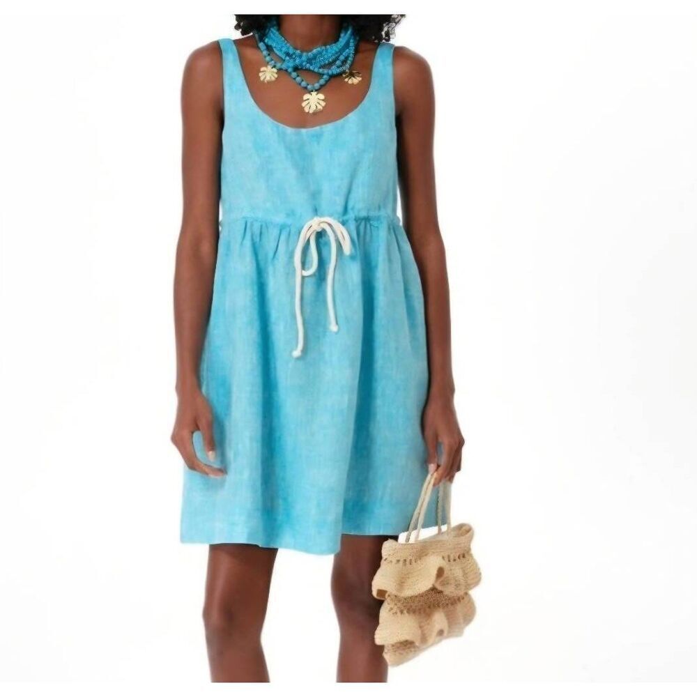 Tuckernuck Pomander Place Sabella Aqua Blue Mini Dress sz Medium